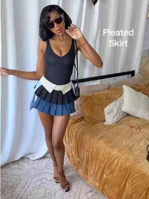 I like skirts but loveeee skorts! @AKIRA #miniskirt #miniskirtoutfit #skort #summerstyle #fashiongirlies  Bodysuit @Keesee’s World  Shades @Keesee’s World 