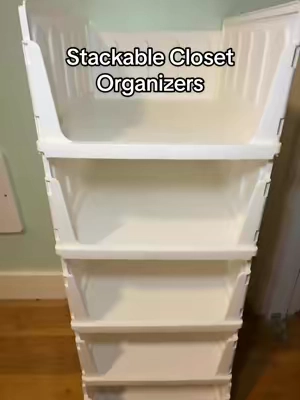 These stackable organizers took my closet from cluttered to calm in minutes, and I love how easy it is to customize the height for whatever I’m storing. #closetstorage #stackableshelves #closetorganization #stackablestorage #smallspaceliving 