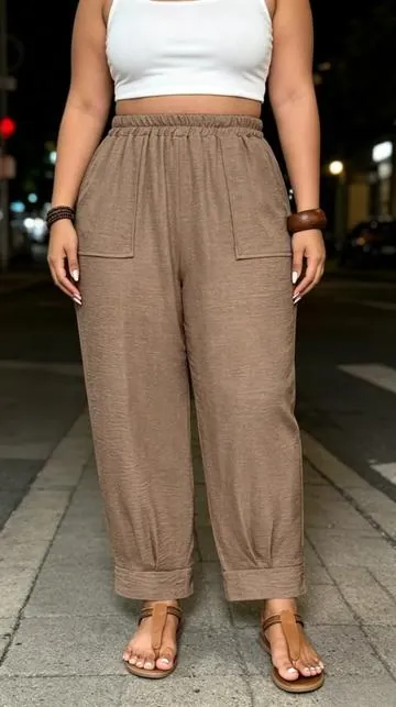 Plus Size Casual Elastic High-Waist Loose-Fit Trousers#casualpants #pants #plussizefashion #OOTD #tiktokshop 
