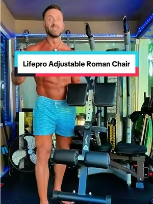 The Lifepro Adjustable Roman Chair makes it easy to train your lower back, glutes, hamstrings, core, and even your arms with one piece of equipment. It adjusts to fit your body, folds up when you’re finished, and is perfect for any home gym setup. #lowbackpainrelief #backworkout #absworkout #glutesworkout #athomeworkout 