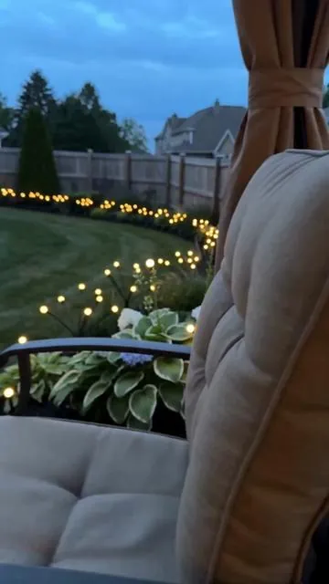 My backyard looks straight out of Pinterest now#backyardyibes #fyp#solaroutdoorlights #garden#SummerVibes