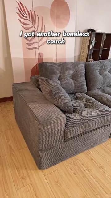 Sinking into this L-shaped sectional with pillows everywhere. 62% off-come get cozy ✨🛋️#sofa #dealsforyoudays #sectionalsofa #bonelesscouch #summervibes 