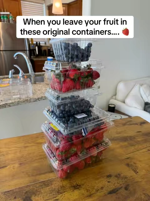 How to make your produce last for weeks & save a little bit of money 🍓🫐 #freshfruit #KitchenHacks #kitchengadgets #fruitstorage #freshproduce 