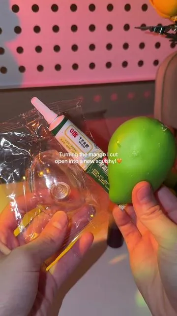 Making a new squishy with the mango filling and tpr glue! 🥭🧡#squishy #viral #tpr #glue #crunchy 