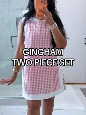 Gingham two piece set!  #ginghamoutfit #twopieceset #summeroutfit #vacationoutfit #comfyoutfit @SCUSTY 