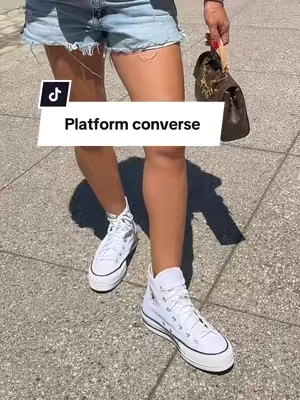 Platform converse are super cute! #platformconverse #chucktaylorconverse #tiktokshopsummerturnup #tiktokshopcreatorpicks #platformconverseoutfit 