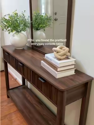 i love how this console table elevates my entryway ✨ #consoletable #entrywaydecor #homedecor #entrywaytable #furniture 