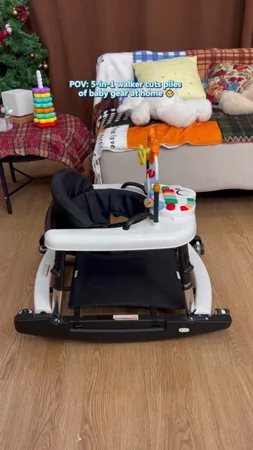 Stop buying piles of separate baby gear that clutter your living room and blow your monthly budget. This foldable 5-in-1 walker integrates toddler walking trainer, soft rocking bouncer, light-up educational toy panel and removable feeding tray into one slim lightweight frame. No need to purchase rockers, standalone high chairs and activity tables separately. One single purchase meets all daily care demands for babies 6–18 months old and saves tons of storage space in small apartments.#babywalker #5in1babywalker #mumsoftiktok #smallapartmentliving #toddleressentials 