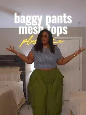 I love mixing unexpected colors and textures, and this combo might be one of my favorites. ✨ Stretchy mesh top that’s lightweight and breathable ✨ Relaxed baggy pants with oversized pockets (yes, real pockets 🙌🏾) ✨ Comfortable enough for all day, stylish enough to get compliments Sometimes the best outfits happen when you stop trying to match everything perfectly and just have fun with your closet. For reference, I’m 5’9” and 325 lbs. Everything is linked in the TikTok Shop—including my gold accessories—so tap the orange cart to shop! 🛒 #plussizefashion #baggypants #outfitinspo #croptop #curvystyle 
