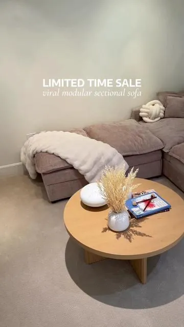 if you’ve been looking for an affordable sectional sofa this one is such a great deal for the price! Mine is the camel color and it’s completely transformed my space 😻 #modularsofa #affordablesofa #livingroomfurniture #furniturefinds #homedecor 