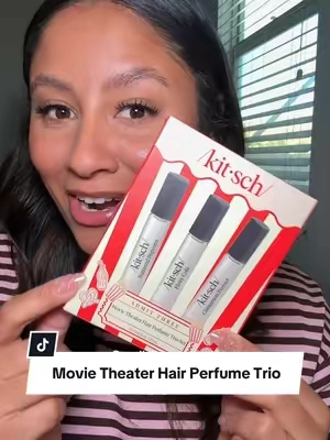 Smell like a SNACK with Kitsch’s Movie Theater Hair Perfume trio 🥨🥤🍿🎬 #hairperfume #gourmandperfume #smelllikeasnack #tiktokshopcreatorpicks #mykitsch 