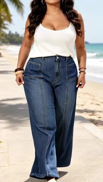 Plus Size High-Waisted Wide-Leg Jeans for Women,#pants #jeans #plussizefashion #womenfashion #dealsforyoudays 