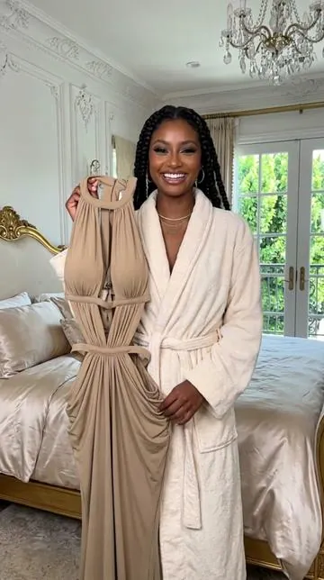 Shimmering Ribbon Vacation Cutout Dress, Elegant Hollow Out Design, Aesthetics, Perfect for Summer Parties, Chic, Comfortable and Formal Evening Wear#fyp #ootd #tiktokshop #dresses #baddie 