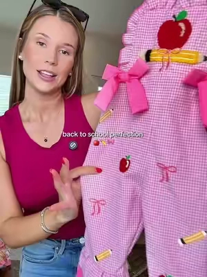 This jumpsuit is perfect for the first day of school! #girlmom #backtoschool #kidsclothes #tiktokshopcreatorpicks 