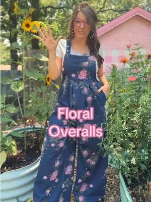 Seriously - you can just wear floral overalls if you want to! And these are the BEST you’ll find! #overalls #overallsoutfits #floraloveralls #denimoveralls 