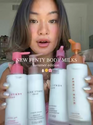 2 NEW fenty body milks swatched & scent profiles 🧴🍨 on sale right now too! @Fenty Skin #fentyskin #fentybodymilk #fentyvanillaflowers #fentyheybouquet #vanillabodycare 