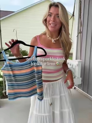 SUCHH a good anthro inspired find! Loving the mixed stripes😍 wearing size M but it definitely runs big!  #lookforless #stripes #coastalgranddaughter #beachoutfit #colorfulfits 