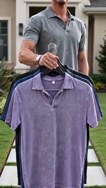 ✨ Pure cotton vintage wash polo for men, retro faded soft texture, stylish lapel collar and partial button design, lightweight breathable short sleeve top matching jeans, shorts and casual sneakers #PureCottonFadedVintageFabric #LapelHalfButtonDesign #LightBreathableSummerTop #JeanShortMatchingPolo #RetroDailyStreetWear