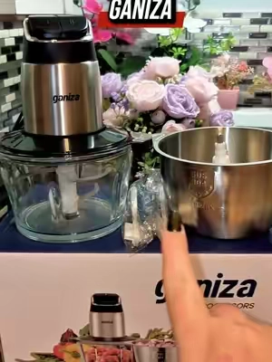 Ganiza Food Processor with 8 Cup Glass Bowls & 8 Cup Stainless Steel 2-Speed Food Chopper Meat Grinder Upgraded Button & Smart Overheat Protection Light - Includes Clean Brush 2 Sets of Blades Kitchen Vegetable Slicer Vegetable Cutter Kitchen Appliances 