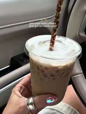 Runnn while the leopard is still in stock!✨🐆 #straws #reusablestraw #icedcoffee #drinktok #tiktokshopstockup       drinkware, iced coffee at home 