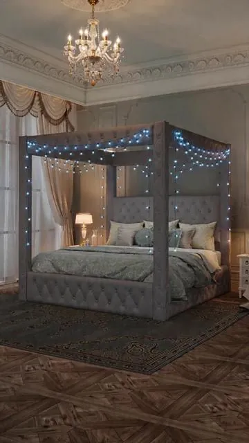 POV: Your dream canopy bed just dropped 🌟 74.8" tall + charging station? YES. No box spring needed! 💤 #weeklydeals #payday #CanopyBedGoals #LuxuryBedroom #TikTokMadeMeBuyIt #BedroomDecor #summerwins #Amerlife #furniture