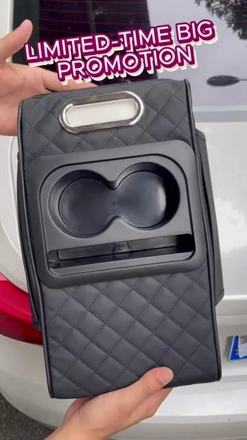The car armrest box heightening pad comes with a storage bag that can hold mobile phones and cups #carorganizer #storageorganize #car #autoaccessories #autoparts 