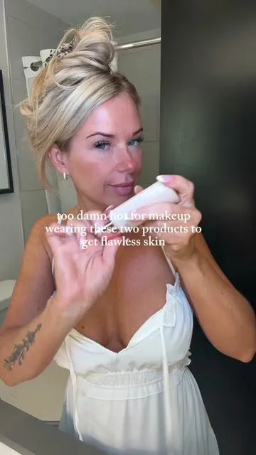 only two things needed for a beautiful, no makeup look when its too hot to wear makeup!!!!! @tarte cosmetics #tartecosmetics #tarte #ccserum #summermakeup #grwm 