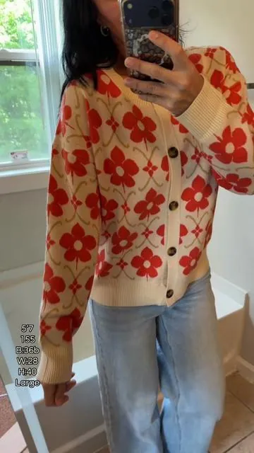 26%viscose 30%polyester 24%acrylic 20%polyamide #vintage #sweater #floralsweater #fallfashiontrends #cardigan 