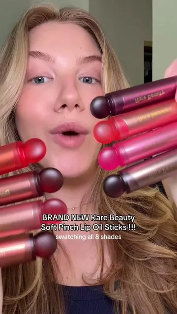 @Rare Beauty just dropped their NEW soft pinch lip oil sticks and they are stunnnning 💞 #rarebeauty #lipoil #softpinch #lipstick #lipbalm 