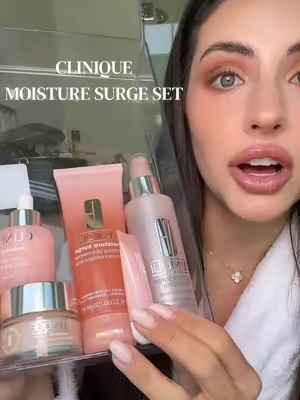 an entire moisture surge skincare routine  only on tiktok!🌸 @Clinique @Clinique Store #clinique #moisturesurge #skincarebundle #tiktokshopcreatorpicks #dryskin 