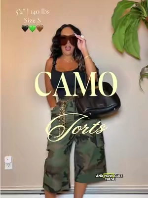 The cutest pair of camouflage jorts that are perfect to transition from summer to fall looks 🖤💚🤎 you can pair these to style any outfit look #jorts #camouflage #camopants #styleinspo #jortsoutfitsforwomen 