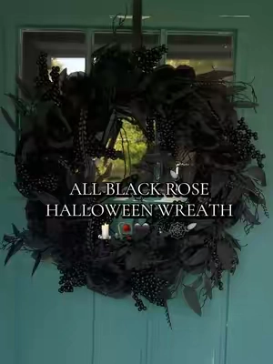 Mr. Halloween spooky all black rose Halloween wreath @HSN, Inc 🖤🕷️🕸️🕯️#halloweenwreath #wreathsfordoor #halloween 