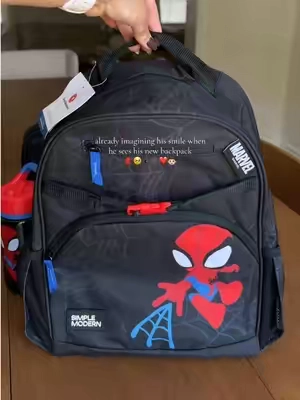 his first day of school just got even more exciting 🕷️✨ #simplemodern #backpack #backtoschool #kidsbackpack #momfinds 