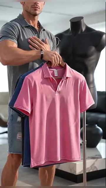 🔥 Men’s 100% cotton vintage washed short sleeve polo shirt, classic turn-down collar with half-button placket, ultra soft skin-friendly fabric, minimalist casual silhouette as daily summer streetwear staple #100CottonVintageWashedPolo #TurnDownCollarHalfButtonTop #SoftSummerStreetTee #DailyCasualMensPolo #VintageWashShortSleeveShirt