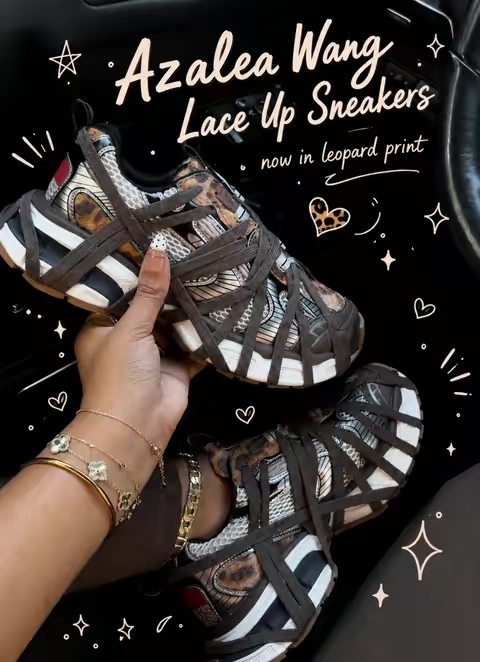 The perfect chunky sneakers 🙌🏽 If you see your size I wouldn’t wait on these girl! #akira #azaelawang #chunkysneakers #leopardprint #sneakerfashion 