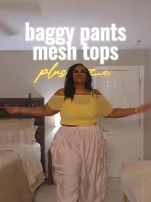 A buttery yellow mesh top + oversized white pants = an outfit that feels equal parts comfortable and put together. It’s proof that you don’t need complicated styling tricks. Sometimes all it takes is balancing proportions and letting one piece complement the other. Bonus points for the leopard heels—they’re basically a neutral in my closet. 😉✨ Which color combo should I try next? Everything is linked in the TikTok Shop! Tap the orange cart to shop. 🛒 #easyoutfits #plussizestyle #baggypants #croptop #summerstyle 