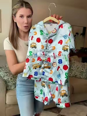 These PJs are perfect for the first day of school! #BackToSchool #Pajamas #KidsPajamas #tiktokshopcreatorpicks 