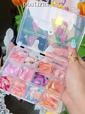 288pcs Short Square 3D Gel Nail Set, Gel Nail Tips, Mixed Colors, Flower Nails, Easy Wear, Perfect for Summer, French Acrylic Pressed On Nails, Women & Girls