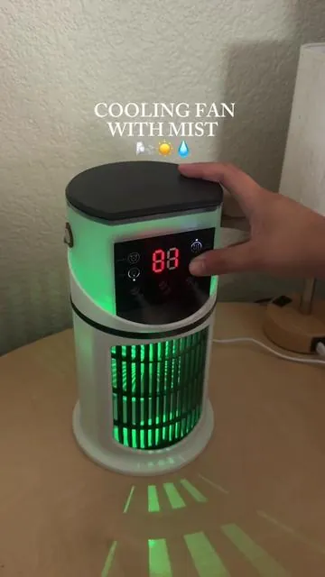 This cooling fan with mist has been a lifesaver during these hot days ☀️ #coolingfan #mistfan #humidifier #summeressentials #coolingmist 