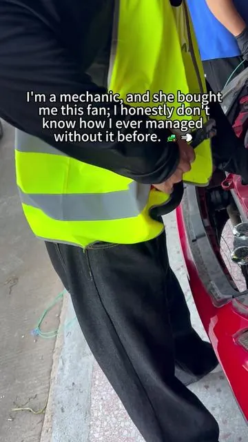 I'm a mechanic, and she bought me this fan; I honestly don't know how I ever managed without it before. 🚜💨#bluecollar #outdoors #coolingfan #dealsforyoudays #fan