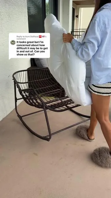 Replying to @Aunt Dollface 🆘 🇺🇸 my new favorite place to unwind. 🤍 This oversized egg chair is sturdy, comfortable, and made for lounging—not just sitting. With a durable frame that supports up to 450 lbs, a water-resistant cushion, and built-in safety stoppers for added stability, it’s the perfect addition to any patio, porch, balcony, or backyard. #EggChair #OutdoorEggChair #PatioFurniture #OutdoorLiving #BackyardDecor 