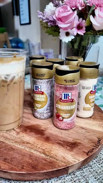 Let me tell you, this is upping my coffee game at home. @McCormick Gourmet  #finishingsugar  #coffeeideas #coffee  #IcedCoffee #mccormick 