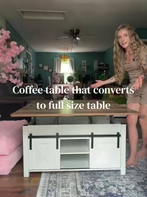 Coffee table that converts to a full size table ✨ #coffeetable #furniture #summerwins #tiktokshopcreatorpicks 