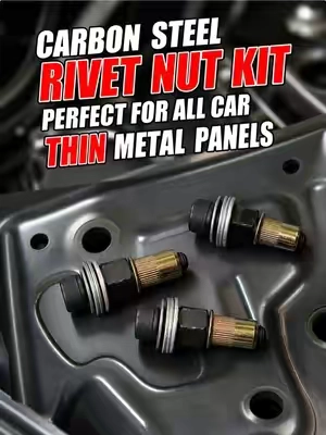 It locks tight like a metal sandwich. It grips both sides of thin metal firmly, making permanent factory-strength threads rock solid. #DIYTools #RivetNutKit #AutoDIY #MetalWorking #GarageTools      