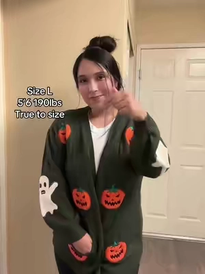 ✨ The one cardigan you’ll regret skipping. 👻🎃 #HalloweenCardigan #FallOutfit #CozyVibes #TikTokShopFinds #FallMustHaves 🧡