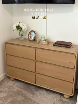 my bedroom is complete now🧺 definitely feels more relaxing in here☁️ #moderndresser #furniture #roomdecor #bedroommakeover 