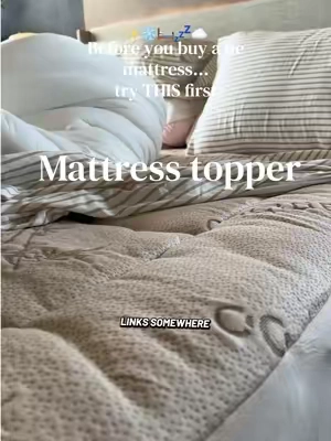 I genuinely thought I needed a new mattress… turns out I just needed THIS! If you wake up sore, or tossing all night… this might be your sign. And it makes my bed look so fluffy #matresstopper #coolingmattress #cooling #roommakeover #hotsleeper 