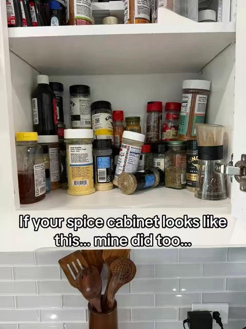 My spices were always disorganized and falling all over. I saw a video of the spicy shelf and thought I’d give it a try. I’m so glad I did. It’s sold in a 2 pack and will work with any cabinets regardless of dimensions. It’s completly adjustable up and down and side to side. You can even stack them on top of each other. Right now they are on a really good deal. I linked it if you want to try it. 