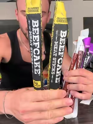 They load it up with meat in these bundles! #beefcake #jerky #beefjerky #protein #proteinsnack 