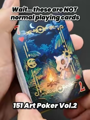 NO RANDOMNESS. Just pure custom Pokémon art! 🎴 Body: Tired of chasing mystery packs? The Anime Pokémon 151 Art Poker Cards Vol.2 features a completely fixed-design, full deck of 54 cards. What you see is exactly what you get! Every card is a custom, high-quality canvas showcasing classic Gen-inspired Pokémon, masterfully illustrated by a Japanese artist. Complete with gold foil trim and a buttery-smooth shuffle finish, it feels like a high-end luxury set. Whether you're completing your collection or looking for the perfect gift, Vol. 2 is an absolute masterpiece. Tap below to get yours before they run out! 🛒#pokemoncards #pokemontiktok #WeeklyDeals #pokemon151 #pokemoncommunity 